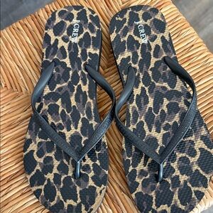 J. Crew Leopard Print Sandals - Black and Brown